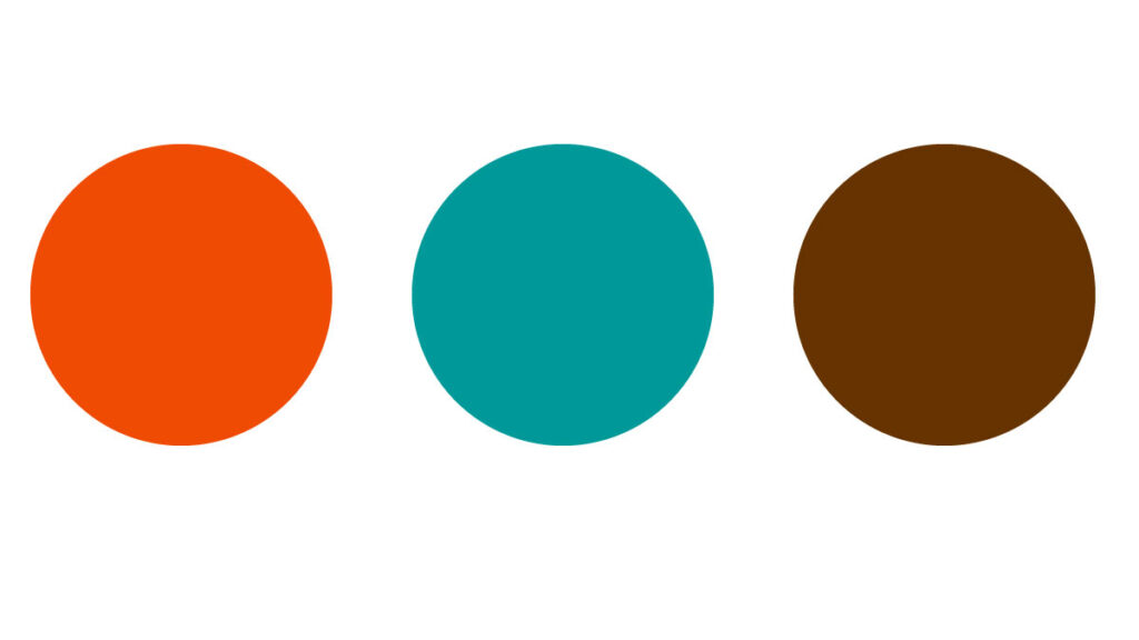 Kreise mit den Tertiarfarben rotorange, blaugrün und braun