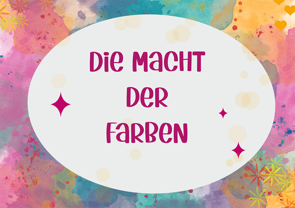 Text: die Macht der Farben. Auf bunten Muster aus Pastellfarben.Erstellt mit Wasserfarben