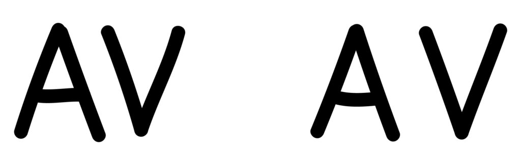 Abstände zwischen A und V im Vergleich