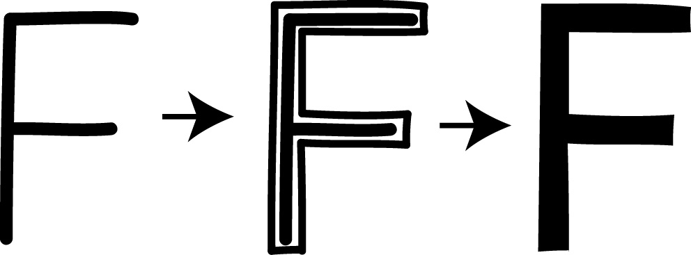 Druckbuchstaben verstärken - Beispiel 