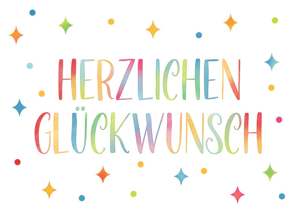 Herzlichen Glückwunsch Karte mit Watercolor