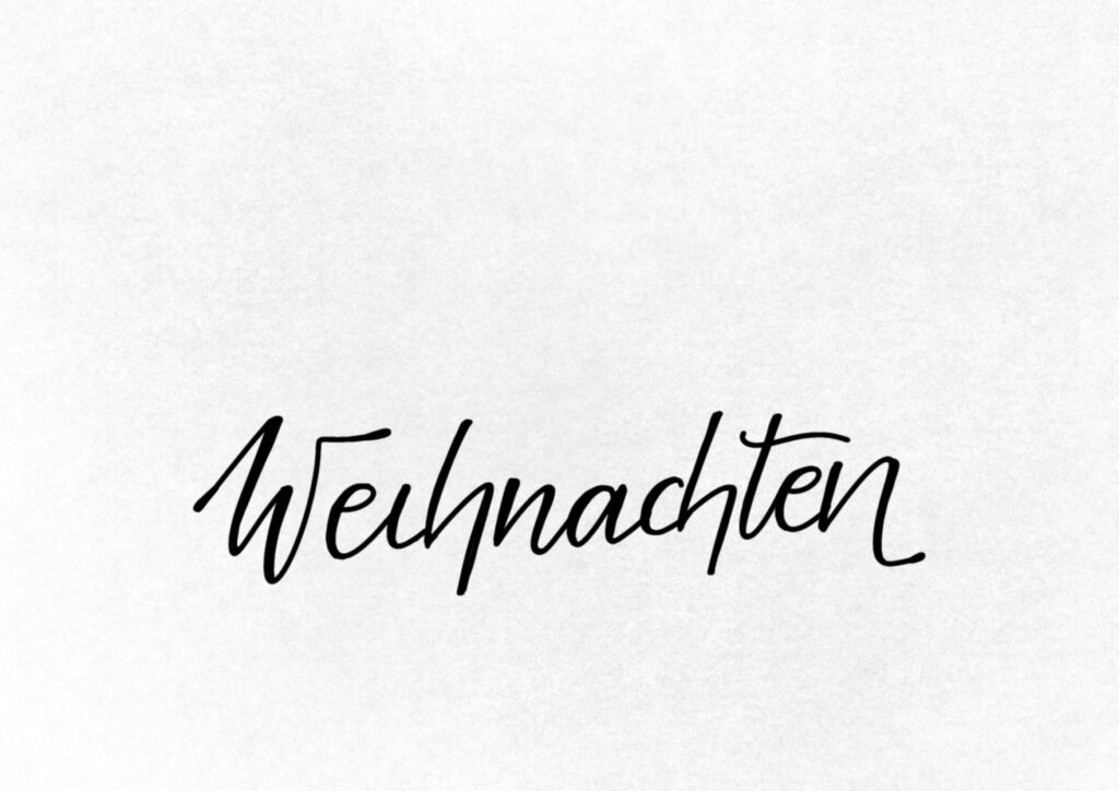 Das Wort Weihnachten in einer Handschrift. Bsp. für eine DIY-Weihnachtskarte.