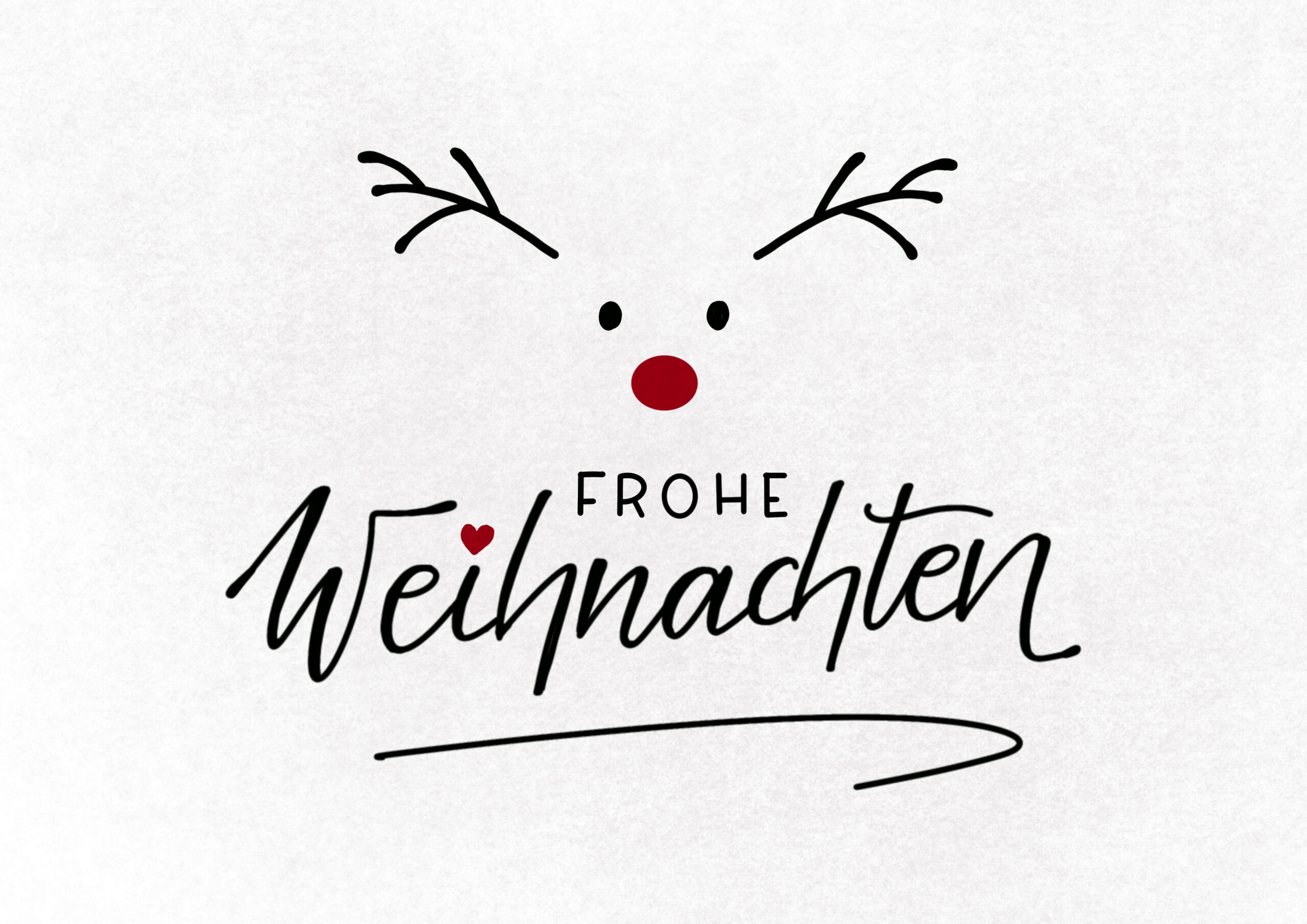 Fertige DIY-Weihnachtskarte: Frohe Weihnachten mit einen Doodle Rentier