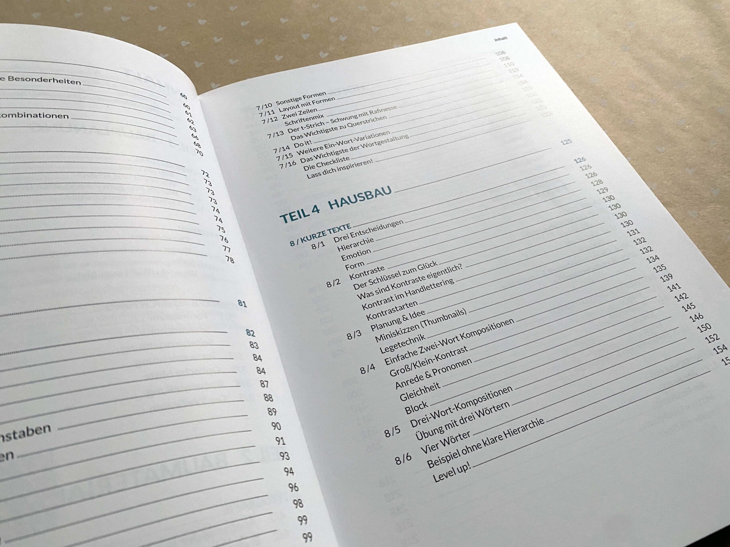 Inhaltsverzeichnis von dem Buch : Handlettering Layout und Komposition