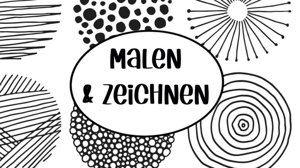 Kategoriebild Malen und Zeichnen. Kreise aus Doodle im Hintergrund