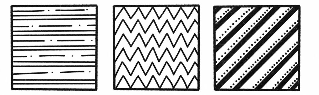 3 Zendoodle Muster: verschiedene Linienmuster