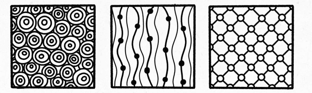 3 Zendoodle Muster: verschiedene Kreismotive
