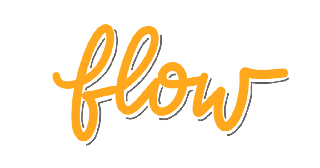 Wort FLOW mit einer Linie als Schatten 