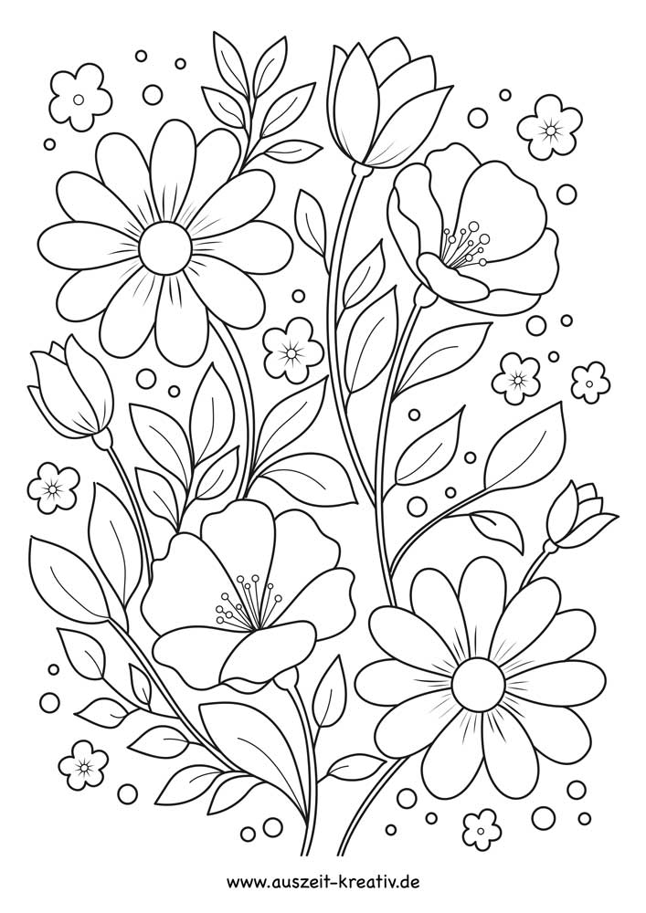 Blumenmuster Malvorlage Vorschau Freebie