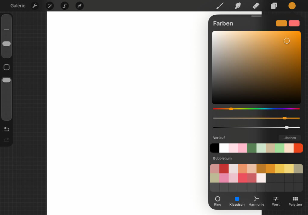 Procreate Farbflächen Auswahl