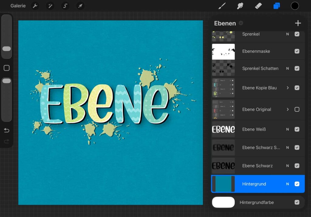 Procreate Ebene die alle erstellt wurden